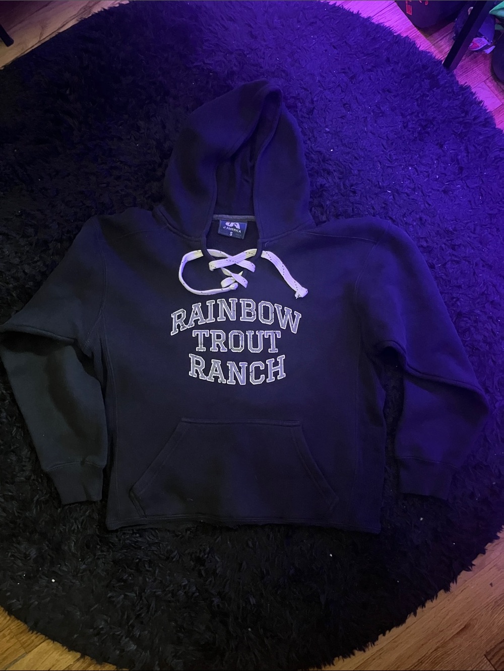 J. America Black Hoodie with White Laces